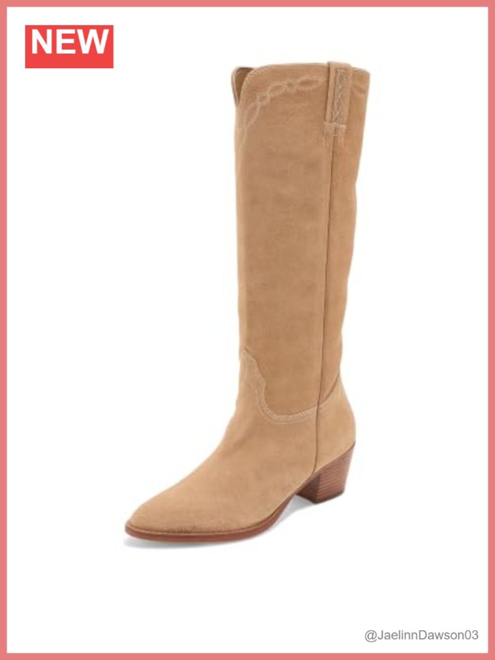 Suede Mid-Calf Tall Boots Pointed Toe Stacked Block Heel Pull-On